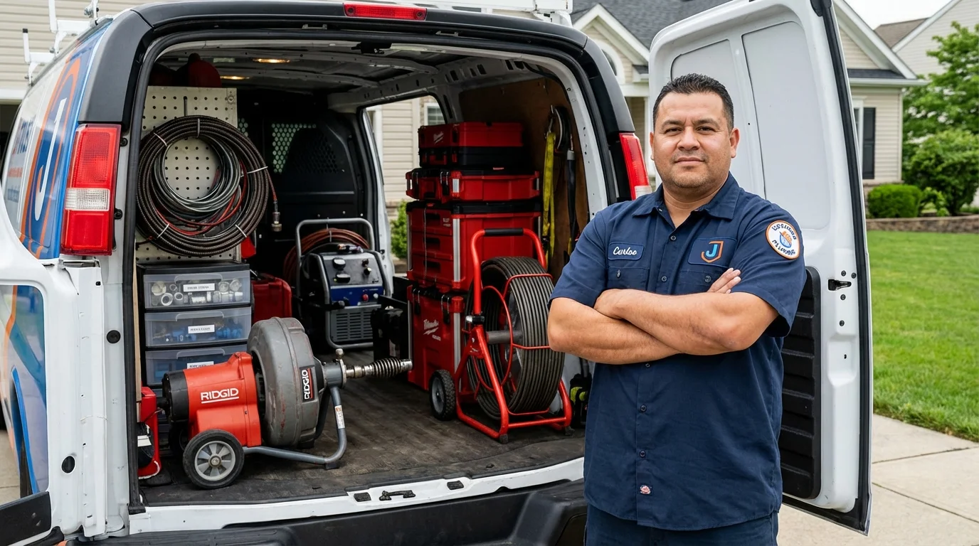 Professional drain cleaning equipment and Johns Plumbing LLC plumber in Chimayo