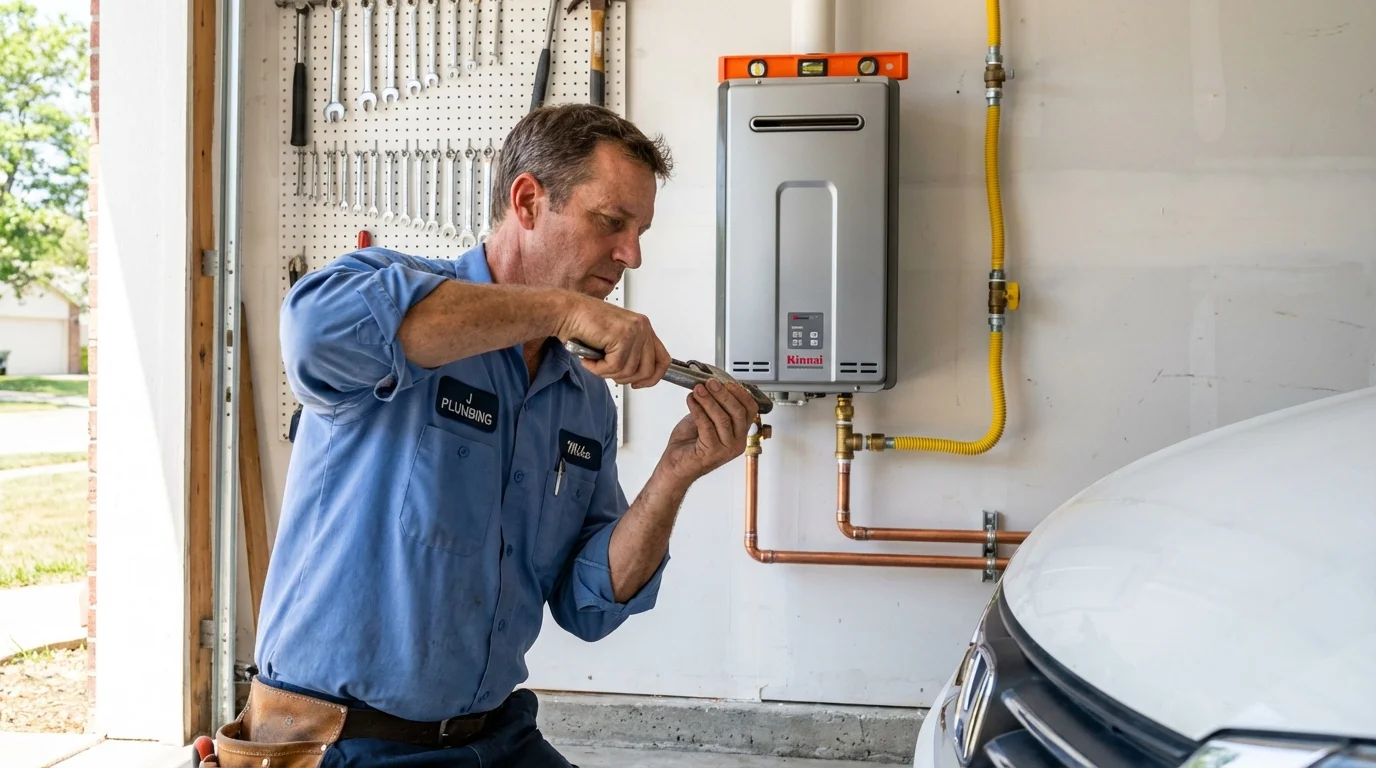 Tankless water heater installation by a Johns Plumbing LLC plumber in Chimayo